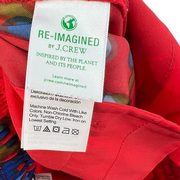 J. Crew Drapey Pull-on Pant Trouser Lattice Floral‎ Print Drawstring Red Size 4 - Picture 10 of 12